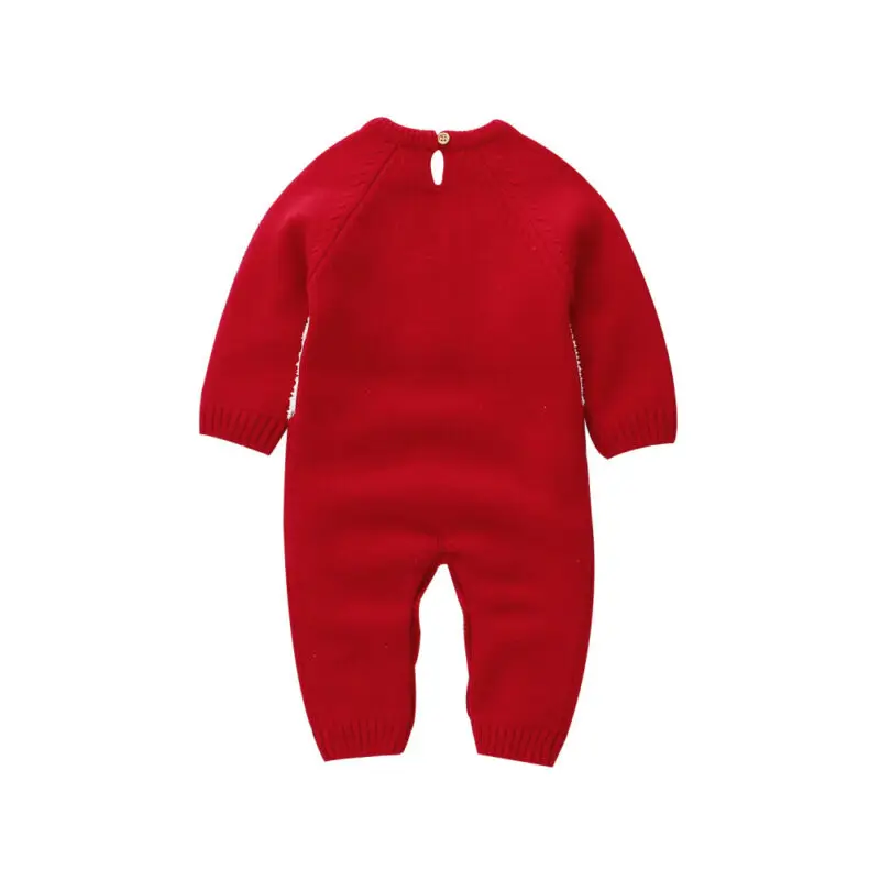 0-24M Newborn Baby Girl Boy Christmas Xmas Santa Clothes Romper Wool Knit Long Sleeve Romper Jumpsuit Warm Winter Outfit