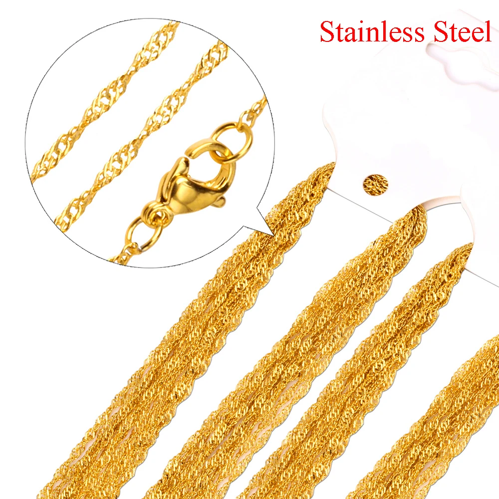 Wholesale 10pcs/lot Stainless Steel Water Wave Chains Lobster Clasp