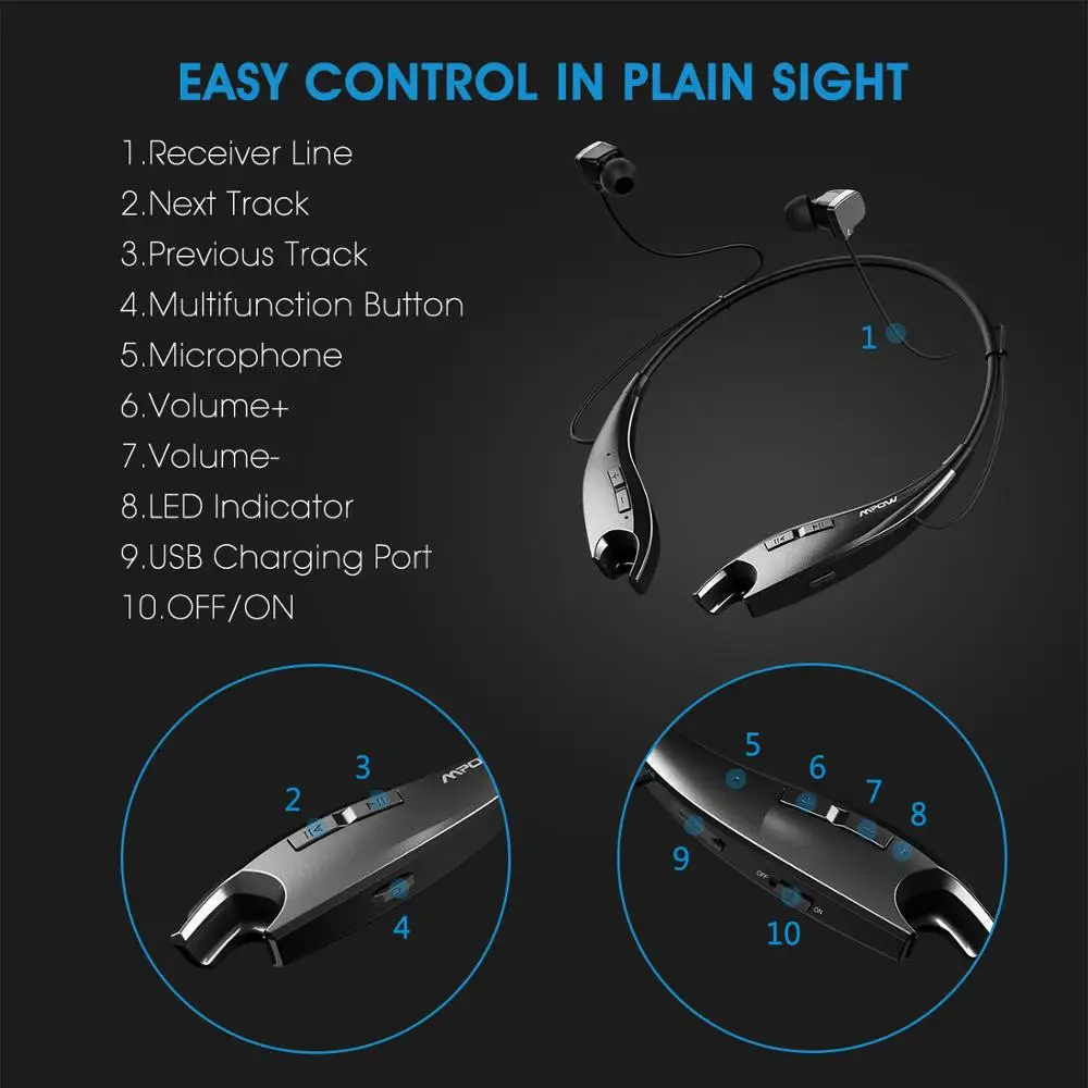 Mpow Jaws Wireless Earphones Bluetooth 