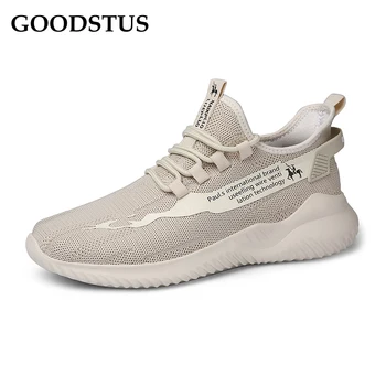 

GOODSTUS Hot Sale Men Sneaker Rubber Sole Mesh Vamp Breathable Height Increase High Quality Comfortable Thick-Sole Solid Color