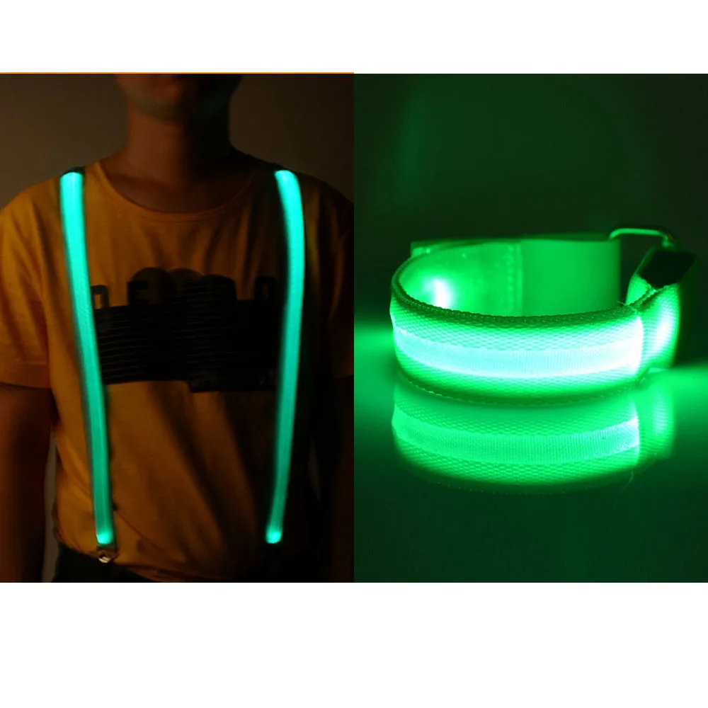 

Adjustable Bracelet Arm Belt Band Glow Bangle Led suspenders Flashing Light Suspender For Outdoor Night Cycling Running Riding