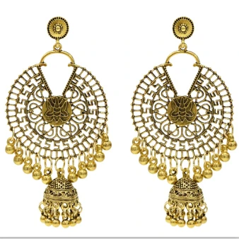 Этнические индийские Jhumka Jhumki винтажные Серебряные Колокольчики массивные цветочные длинные висячие мексиканские цыганские серьги окисленные ювелирные изделия в стиле бохо - Окраска металла: C