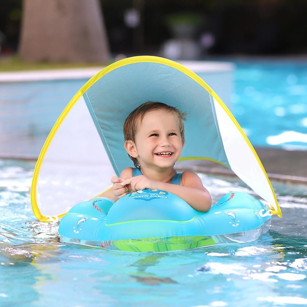 Baby Underarm Swimming Ring Safe Kids Inflating Float with Canopy
