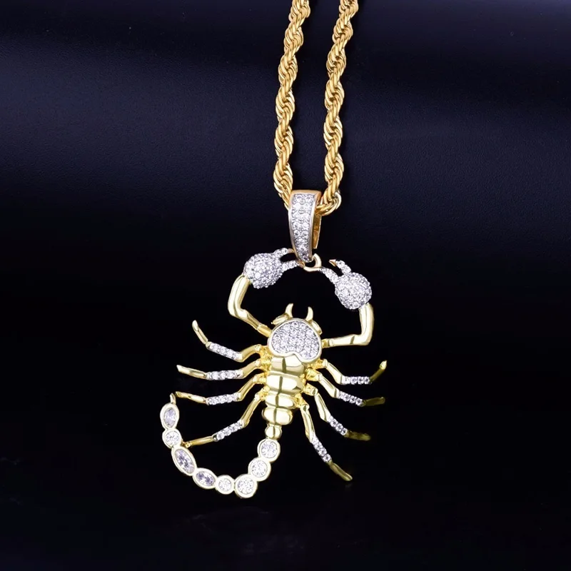 Животное скорпион кулон в стиле хип-хоп с necklace ем Bling мужское ожерелье ювелирные изделия для подарка новая милая подвеска для животных ожерелье s
