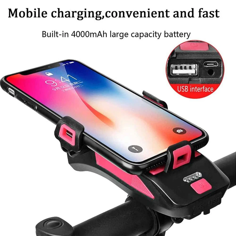 4 в 1 велосипедный светодиодный передний фонарь с зарядкой от USB 4000