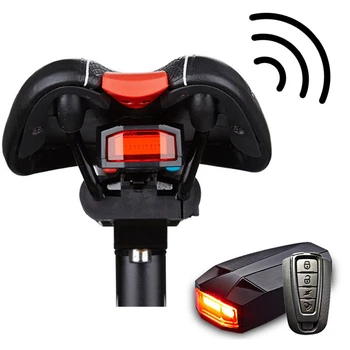 

4 In 1 Anti-theft Bicycle Security Alarm Wireless Remote Control Alerter Taillights Lock Warner Waterproof Bike Lamp Accessorie