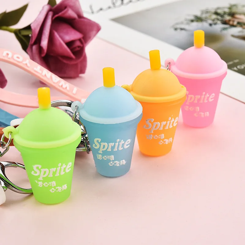 

Cute Candy Color Keychains Pendant Pearl Milk Tea Key Chain Simulation Drink Small Key Ring Suitable For Girls Fashion Item