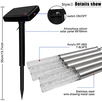 

LED Bubble Solar Tube Stake Lights Garden Stick Light One for Five Transparent Acrylic Bubble Garden Lighting for Outdoor Road
