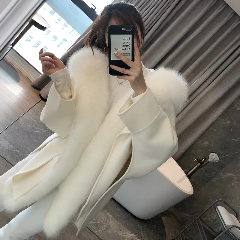 Autumn Winter New Ladies Real Wool Coat with