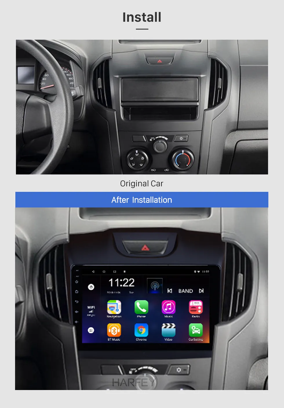 Harfey 2Din Автомагнитола " для Chevy Chevrolet S10 ISUZU MU-X Android 9,0 Автомобильный мультимедийный плеер gps Navi головное устройство TPMS