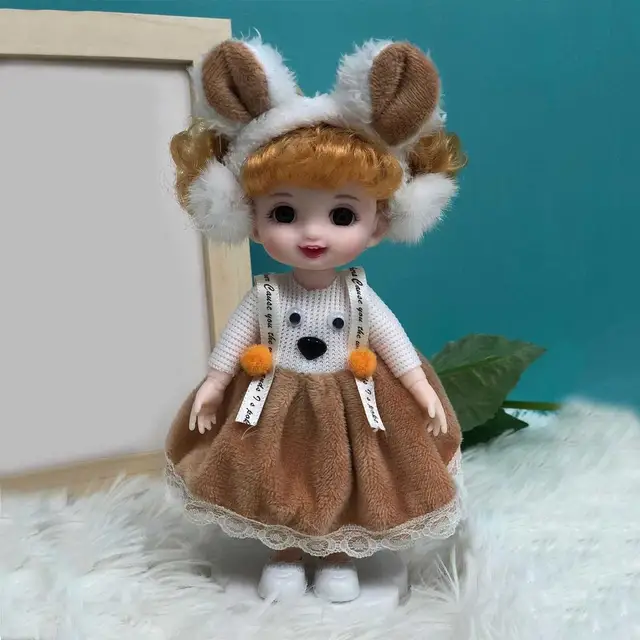 Mini Cute Doll Princess British Style Handmade Movable Joints Girl Baby 3D Big Eyes Beautiful DIY Toy Doll With Clothes Dress 4