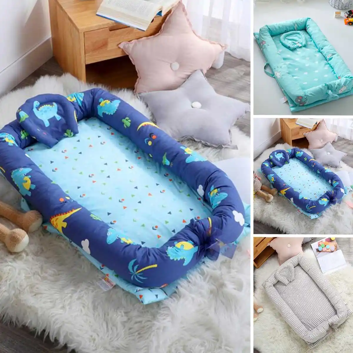 90x55x15 см детская кровать-гнездо переносная кроватка для путешествий детская хлопковая Колыбель для новорожденных люлька бампер