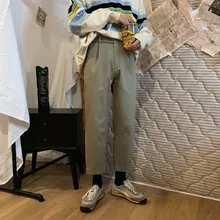 Новинка, японские хлопковые зимние простые однотонные мужские свободные утепленные прямые повседневные брюки