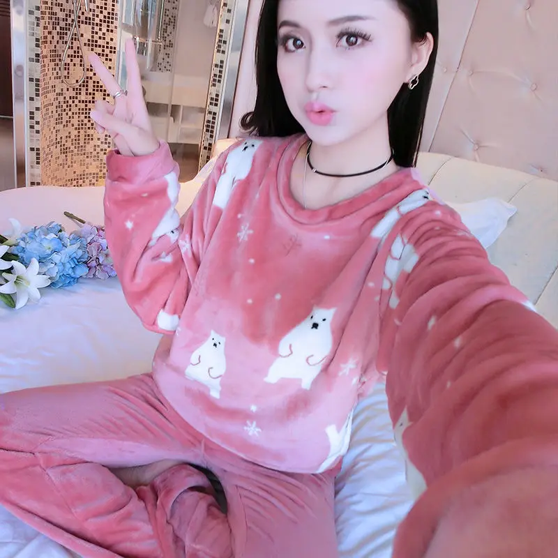 Зимний пижамный комплект, Женская Фланелевая пижама, теплая Сексуальная плюшевая одежда для сна с мультяшными животными, большой размер, Женская домашняя одежда, модная Пижама - Цвет: Style 6