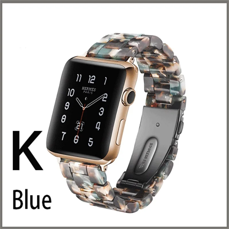 Керамика смолы ремешок для наручных часов Apple Watch Series 4 5 3 2 1 полоса смолы Для мужчин Для женщин ремешок для наручных часов iWatch, 40/44/38 мм/42 мм, ремешок для часов аксессуары - Цвет: K blue
