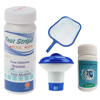

Swimming Pool Cleaning Kit Floating Dispenser Multifunction Professional Leaf Skimmer Net Test Strips Outdoor Spa Tools Tablets