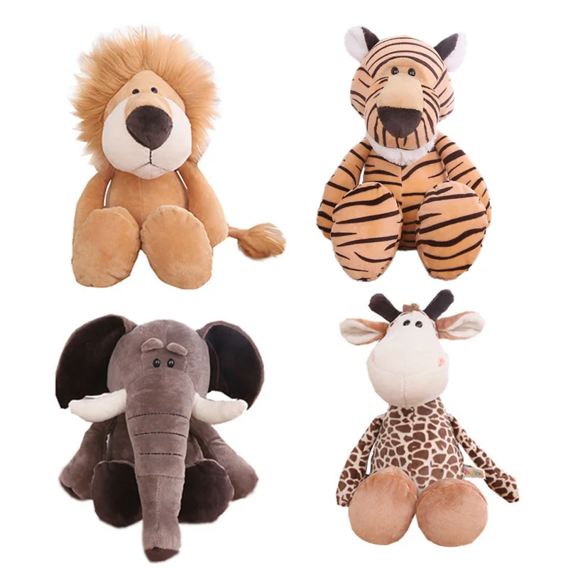 Tanie Pluszowe zwierzaki zabawki miękkie lalki dżungla lew słoń tygrys pies lis małpa