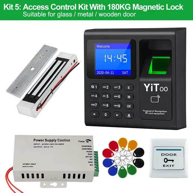 YiToo Complete Fingerprint Password Access Control Set Attendance Check Electronic Smart Door Lock Power Supply Biometric Lock Kit5