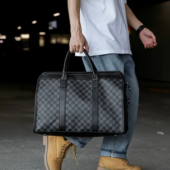 

Tidog Large-Capacity Short-Distance Travel Luggage Stylish Plaid Travel Bag