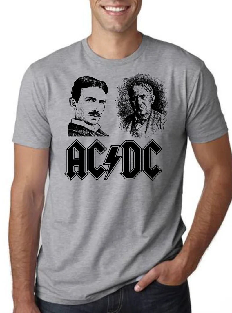 AC DC tour Nikola Tesla Thomas Edison T Shirt Tee Gift Physics Genius ...
