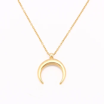 

Stainless Steel OX Horn Pendant Crescent Half Moon Necklace Gifts For Women/girlfriend Femme Collare Mujer Bijoux Collar Luna