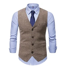 Men's Suit Vests Classic Fashion Slim Fit Groom Vests Wedding Brown Vests Groomsmen Party Prom Farm Country Formal Waistcoat