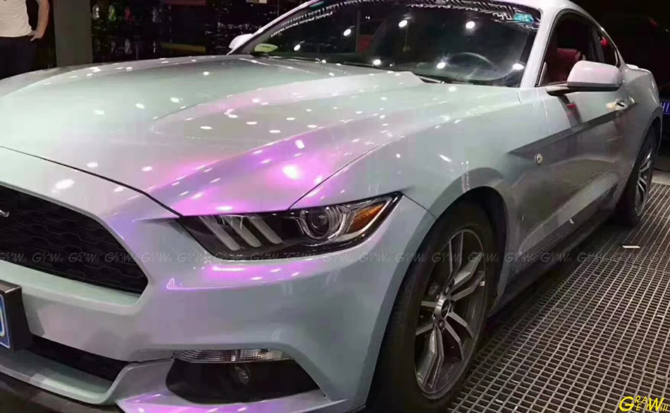 picture High Gloss White Car Paint glossy white to purple pearl gloss chameleon vinyl wrap film with air release car wrapping film cover sticker 1 52 20m roll