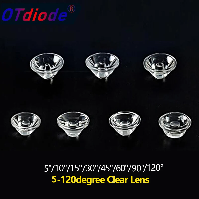 LED Lens 20mm 1W 3W 5W Optical PMMA Flat Transparent Clear Lenses 5 10 15 30 45 60 90 120 Degree For 1 3 5 Watt High Power LED