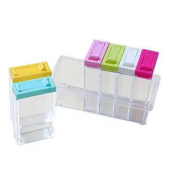 

BESTTransparent Spice Storage Containers, Set of 6 Seasoning Shaker Spice Jars Kitchen Condiment Bottles with Small / Large 2 Ty