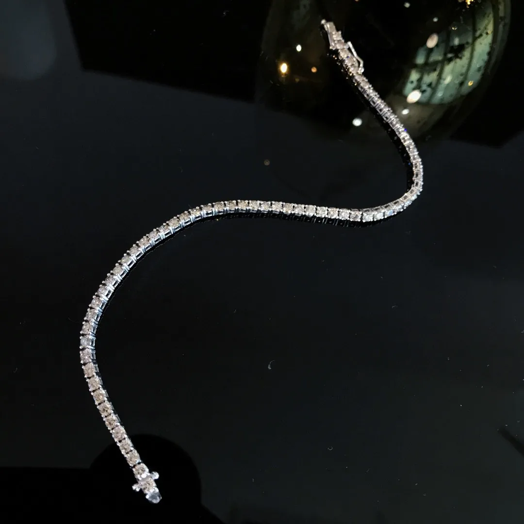 18K Solid Dianond Bracelet 3 carats White Real Gold Jewelry(AU750) Women Diamond South African Diamonds Wedding Gift For Lady