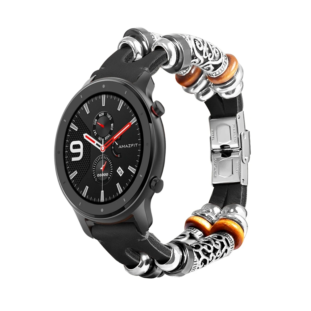 Hangrui For Amazfit GTR 42MM strap leather wristband For Amazfit bip 20mm wrist strap For Garmin vivoactive 3 smart watch sport
