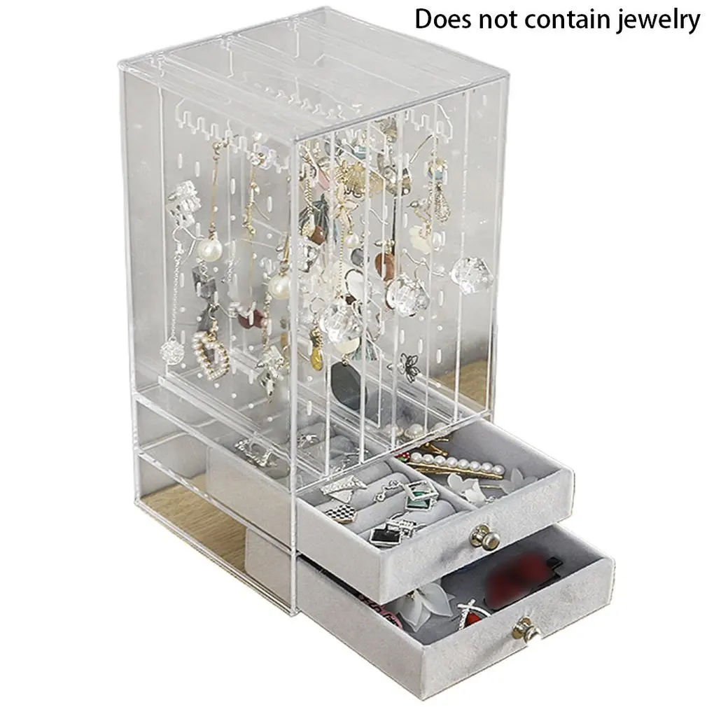 Multifunktionale Schmuck Lagerung Box Kunststoff Transparent Staub Ohrringe Finishing Box Desktop Vertikale Lagerung Rack