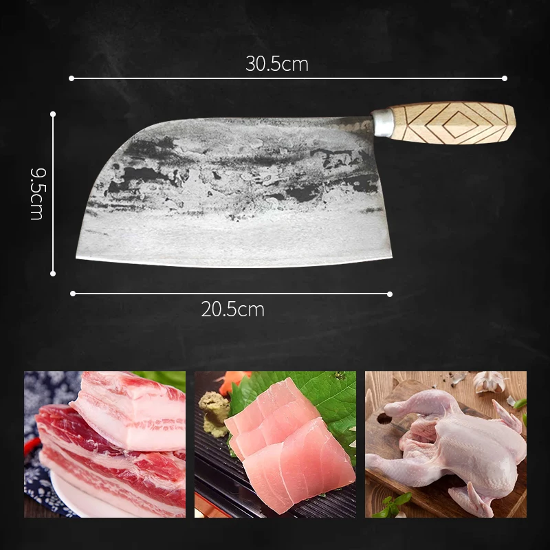 Кухонный нож, японские поварские ножи, резак с деревянной ручкой, нож для Кука, разделочный нож из нержавеющей стали, нож для мяса, широкий нож для приготовления пищи