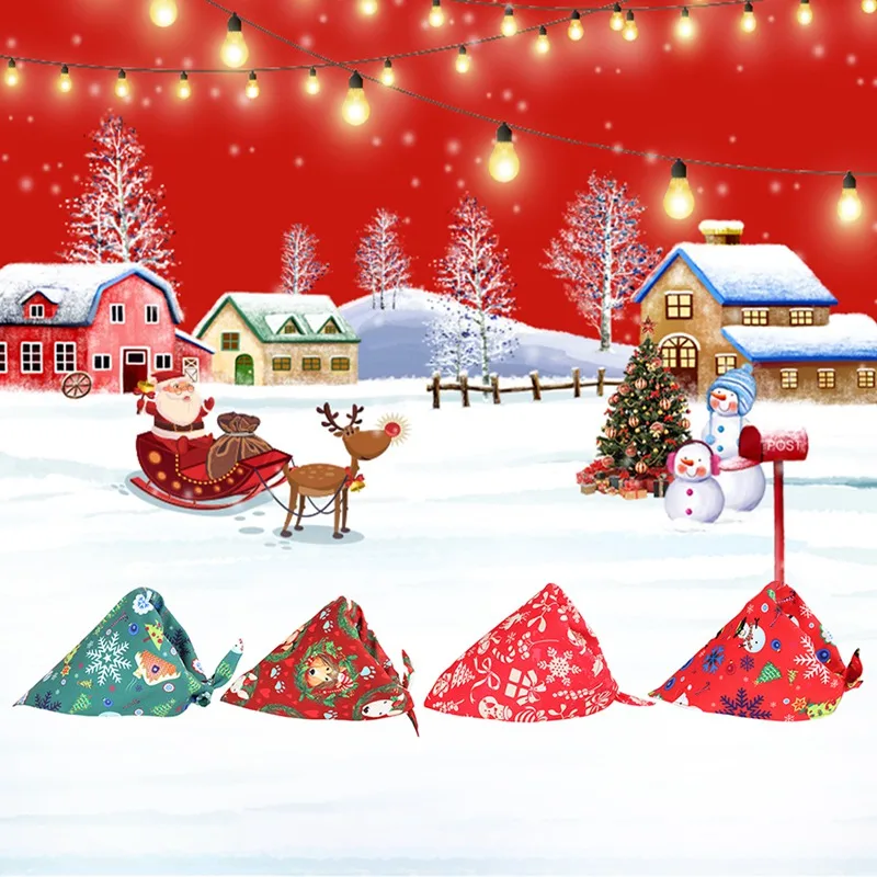 Полиэстер бандана для животных Рождественский шарф для щенка мультфильм платок собака вечерние украшения костюм