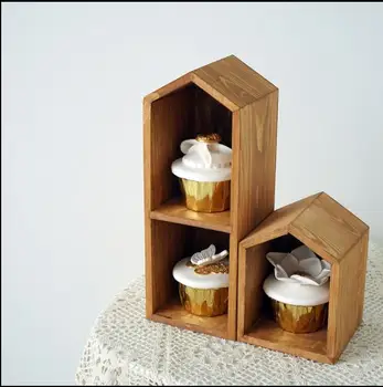 

creative 1/2layer house shape raw wood cake rack storage rack cake display tools cake decoration accessories DGP069