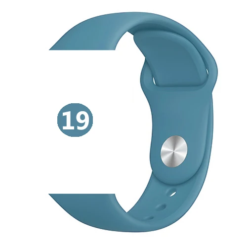 19-Denim Blue Ремешок для Apple watch band 44 мм 40 мм 42 мм 40 мм correa iwatch band 5 4 3 2 спортивный силиконовый ремень браслет Apple watch 4 аксессуары - Цвет ремешка: 19-Denim Blue