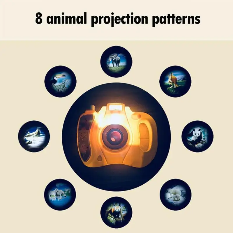 Мультфильм моделирование восемь Светильник Модели проекции камера игрушка для детей