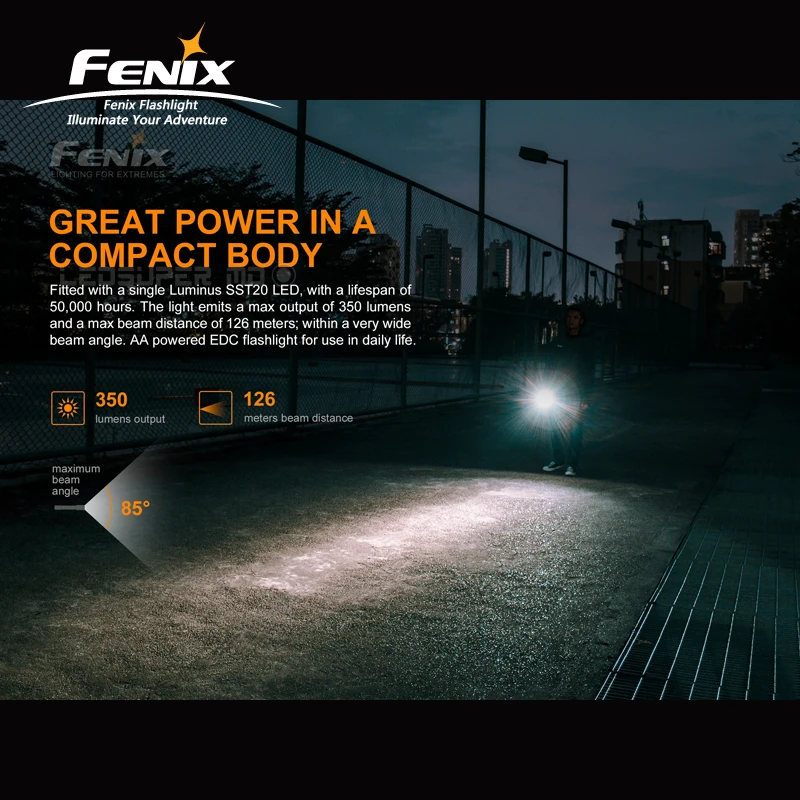 Портативный Легкий/компактный светодиодный фонарик Fenix E20 V2.0 Luminus SST20 с 2