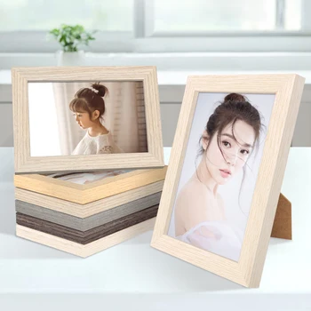

Portable Square Solid Photo Frame Wooden DIY Dual Use No Paint Home Table Decoration Wall Hanging Practical Desktop Gift