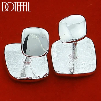 

DOTEFFIL 925 Sterling Silve Double Smooth Cufflinks For Man Woman Shirt Clothes Jewelry