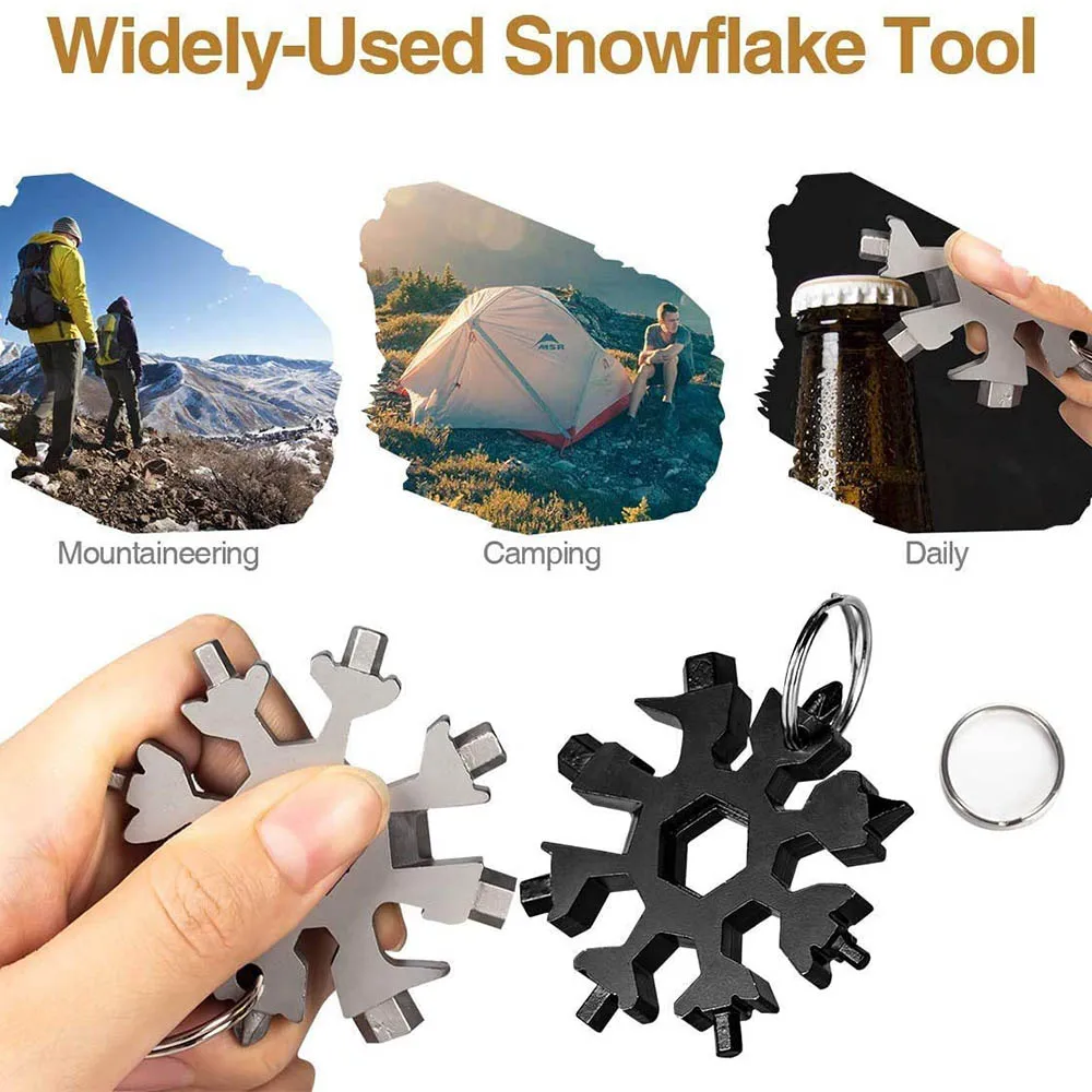 Snowflake Multi Tool 18-in-1 Snowflake Multi Tool Outdoor Camping Travel Camping Adventure Daily Survival Tools Stainless Screwdriver Bottle Opene