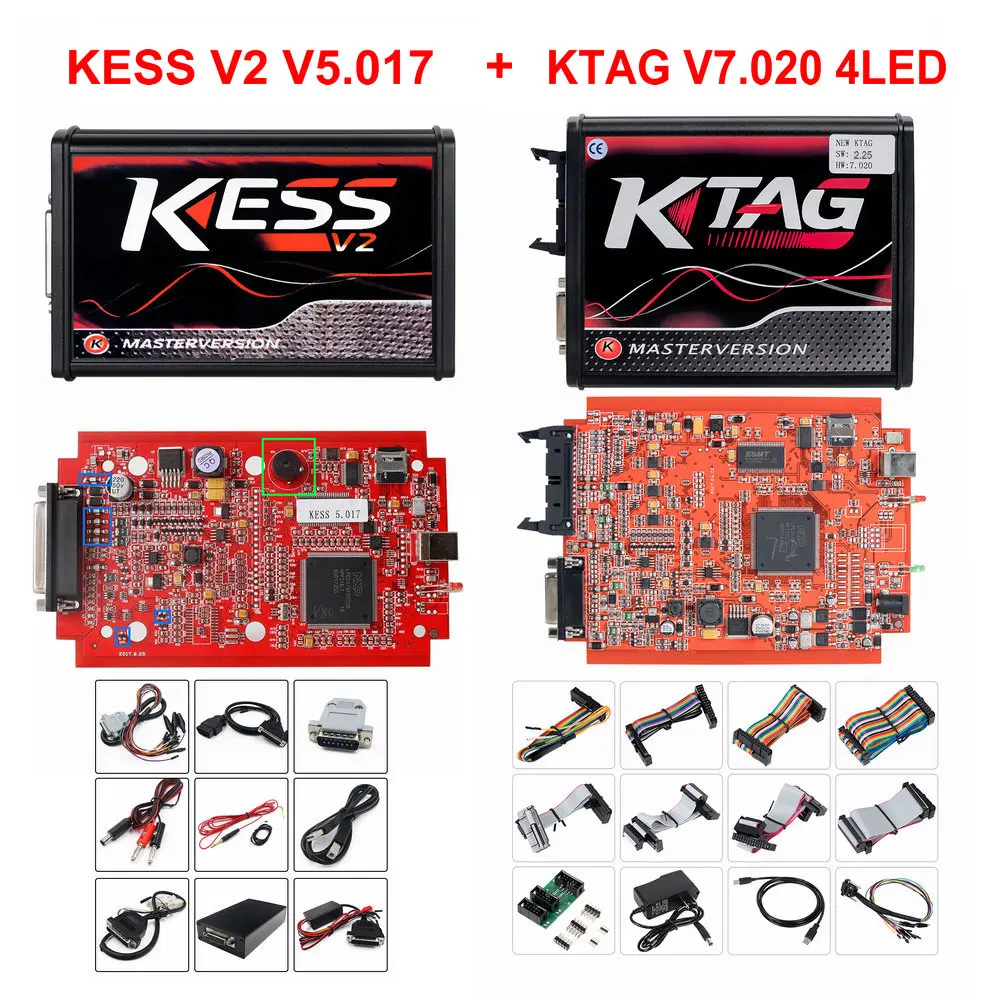 ЕС красный KESS V2 v5.017 мастер ktag v7.020 менеджер токарная обработка комплект без знака чтения Limited KESS V2.47 V4.036 Основной блок программатор системного блока управления - Цвет: KESS KTAG