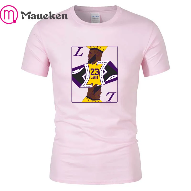 Забавные lebron james футболка King мужские футболки с короткими рукавами из хлопка с круглым вырезом для любителей ла подарок - Цвет: PINK