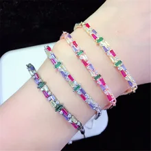 10 шт./лот, высокое качество, латунный браслет, проложенный радугой, кубический цирконий, длинная трубка, регулируемый браслет, модные ювелирные изделия