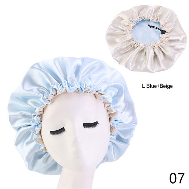 Satin Bonnet Hair Caps Double Layer Adjust Sleep Night Cap Head Cover Hat For Curly Springy Hair Styling Accessories