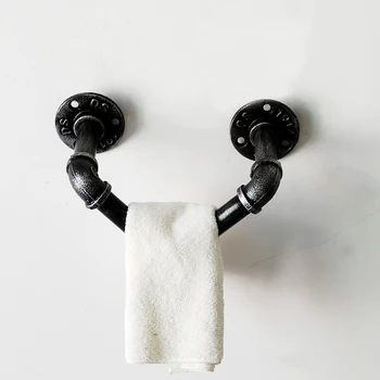 

Shelf Wall Mounted Bedroom Towel Durable Holder Home Decoration Iron Pipe Bar Hanger Storage Rack Organizer Vintage Industrial