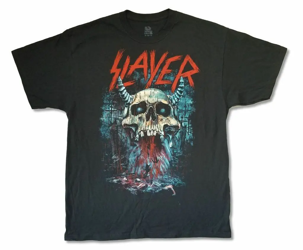 Slayer кровавый дождь Тур черная футболка новая официальная группа, товар из чистого хлопка круглый мужской воротник Топ тройник