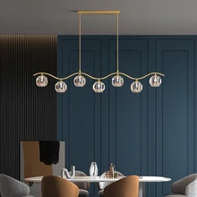 Plafonnier LED rectangulaire créatif composé de boules de cristal, design Post moderne, éclairage d'intérieur, luminaire décoratif de plafond, idéal pour un salon, une salle à manger ou un café