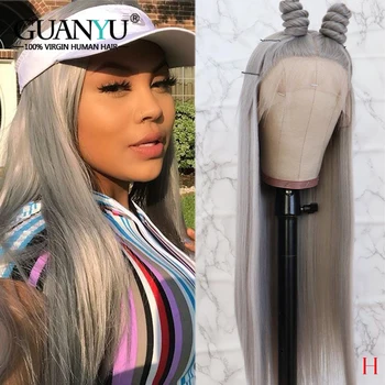 

Grey Full Lace Human Hair Wigs Pre Plucked with Baby Hair Brazilian Remy Blonde Pink Blue Red Wigs for Black Women 150% Density