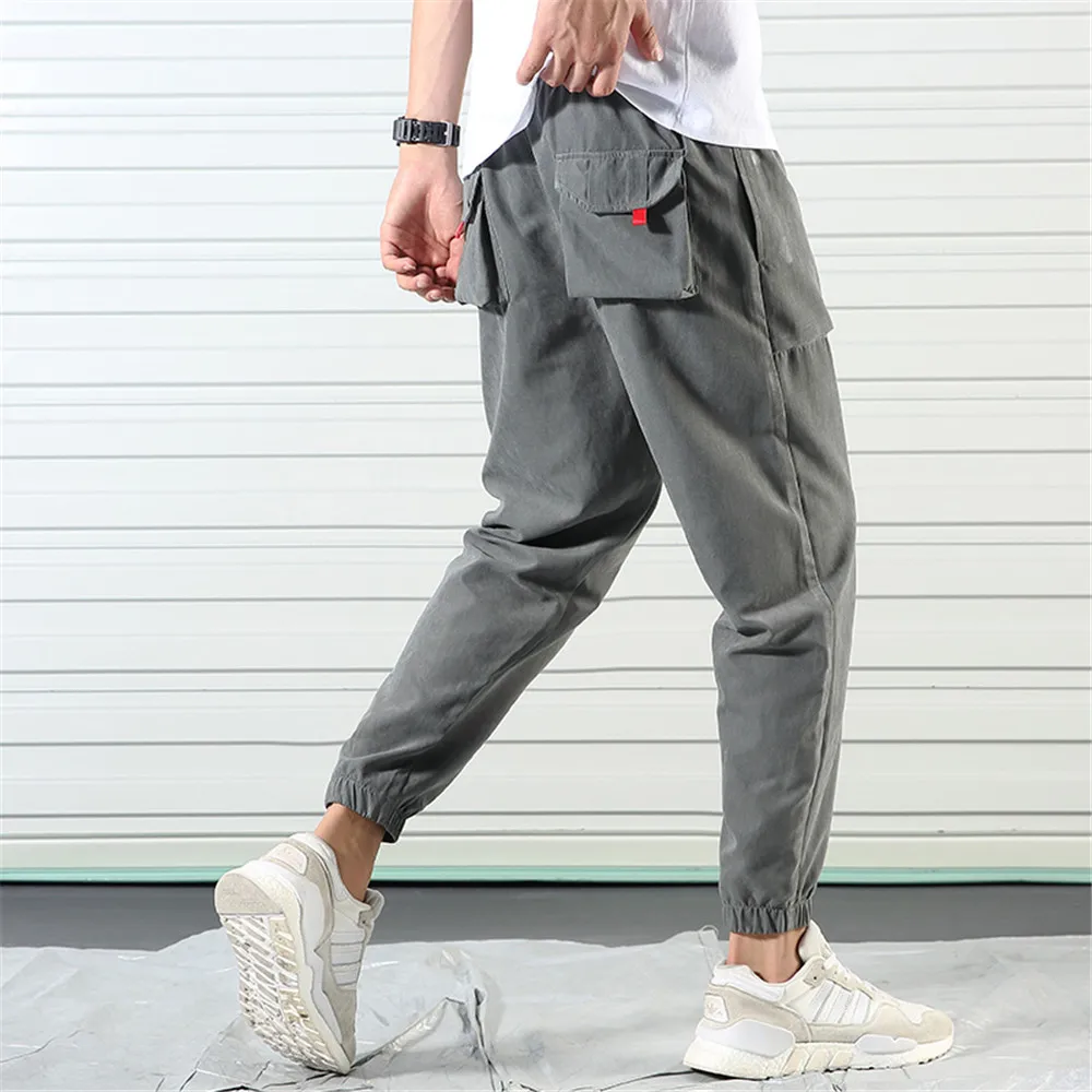 WWKK мужские новые удобные свободные на шнурке одежда эластичные Капри по талии эластичные джоггеры брюки широкие спортивные Свободные повседневные брюки